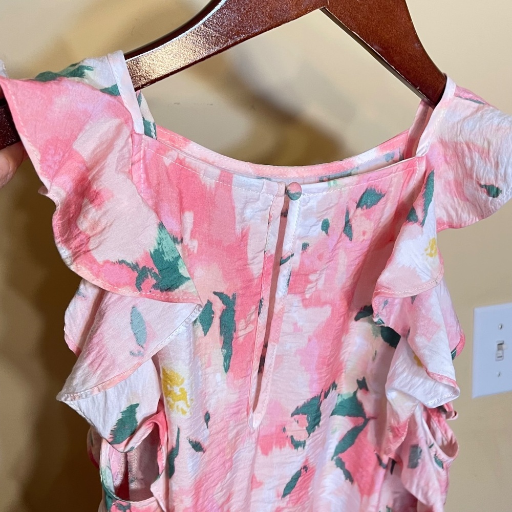 Pink Floral Ruffle Top - Picture 3 of 7